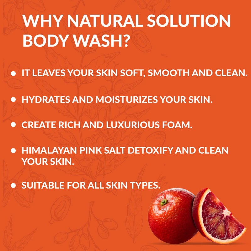 Natural Solution Body Wash, Formulated with Organic Blood Orange Extracts with Himalayan Pink Salt, Revitalizes & Refreshing Your Skin, 17 fl oz/Each â€“ Pack of 3 - Image 4